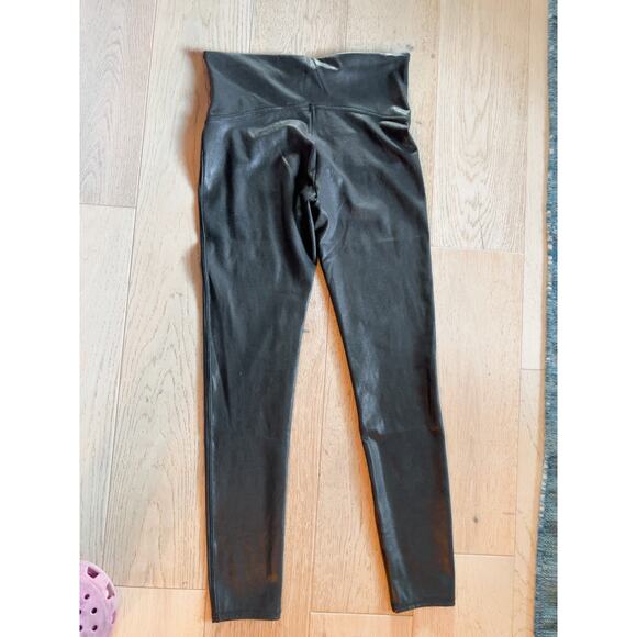 Spanx Leggings Faux Leather Look Size Large Control Waistband Slimming - Picture 6 of 8
